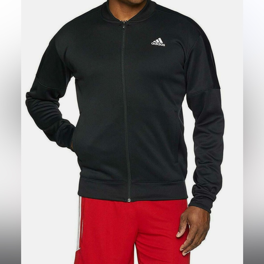 Adidas Black ClimaWarm Full Zip Fleece Lined Bomber Jacket Mens Size XL